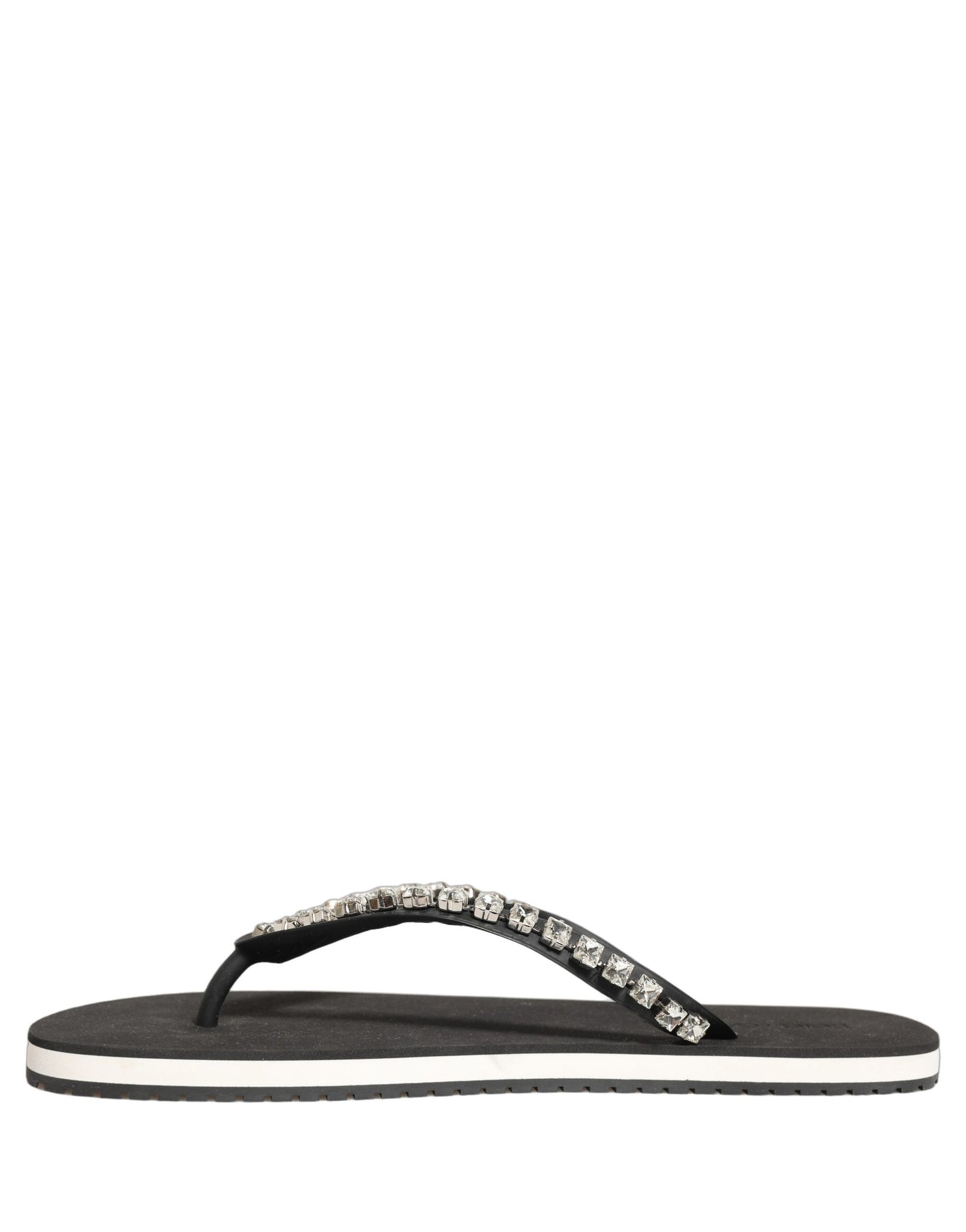 Dolce & Gabbana Black Embellished Rubber Flip Flops Men Shoes Dolce & Gabbana