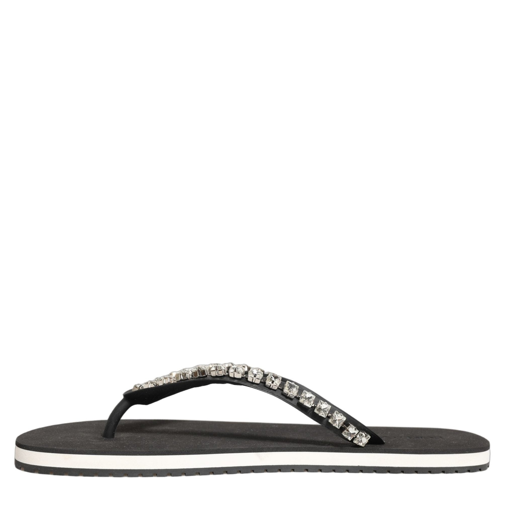 Dolce & Gabbana Black Embellished Rubber Flip Flops Men Shoes Dolce & Gabbana