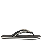 Dolce & Gabbana Black Embellished Rubber Flip Flops Men Shoes Dolce & Gabbana