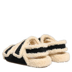 Dolce & Gabbana Beige Black Faux Fur Flats Men Sandals Shoes Dolce & Gabbana