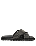 Dolce & Gabbana Black Strass Criss Cross Slide Sandals Shoes Dolce & Gabbana
