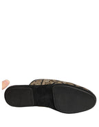 Dolce & Gabbana Black Floral Jacquard Flats Sandals Men Shoes