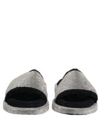 Dolce & Gabbana Black Crystal Embellished Platform Men Slides Shoes Dolce & Gabbana