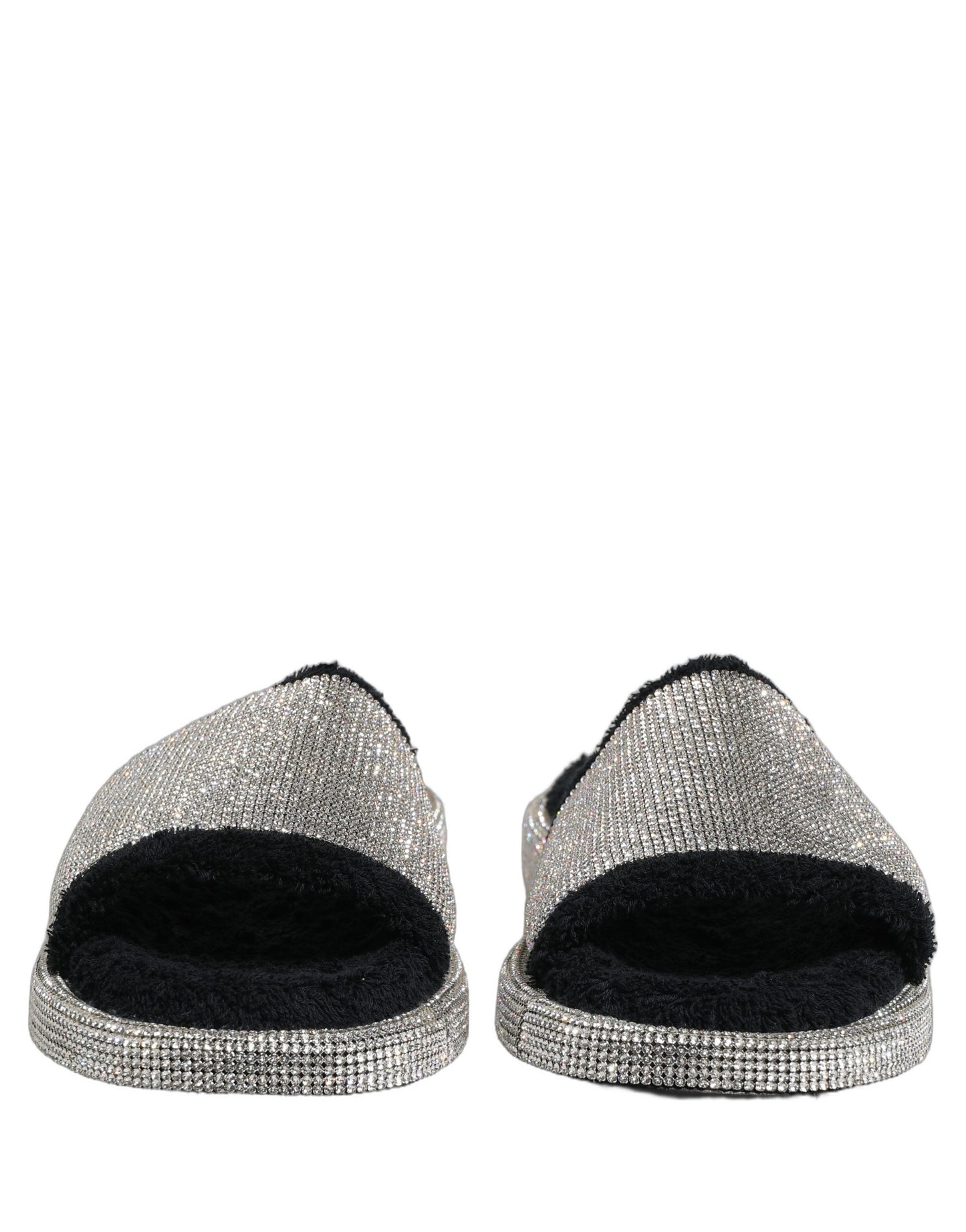 Dolce & Gabbana Black Crystal Embellished Platform Men Slides Shoes Dolce & Gabbana