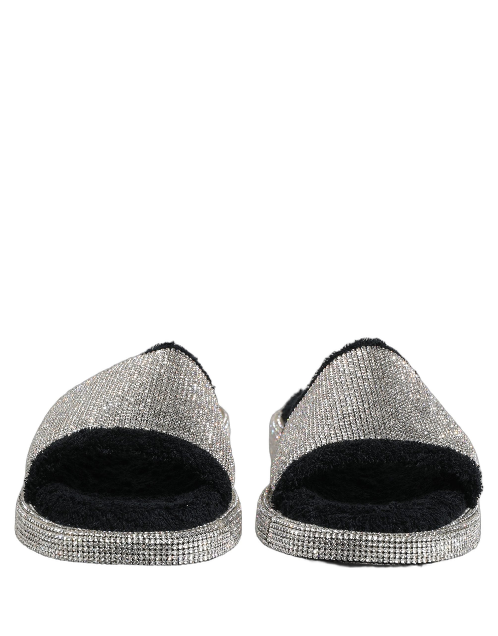 Dolce & Gabbana Black Crystal Embellished Platform Men Slides Shoes Dolce & Gabbana