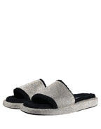 Dolce & Gabbana Black Crystal Embellished Platform Men Slides Shoes Dolce & Gabbana