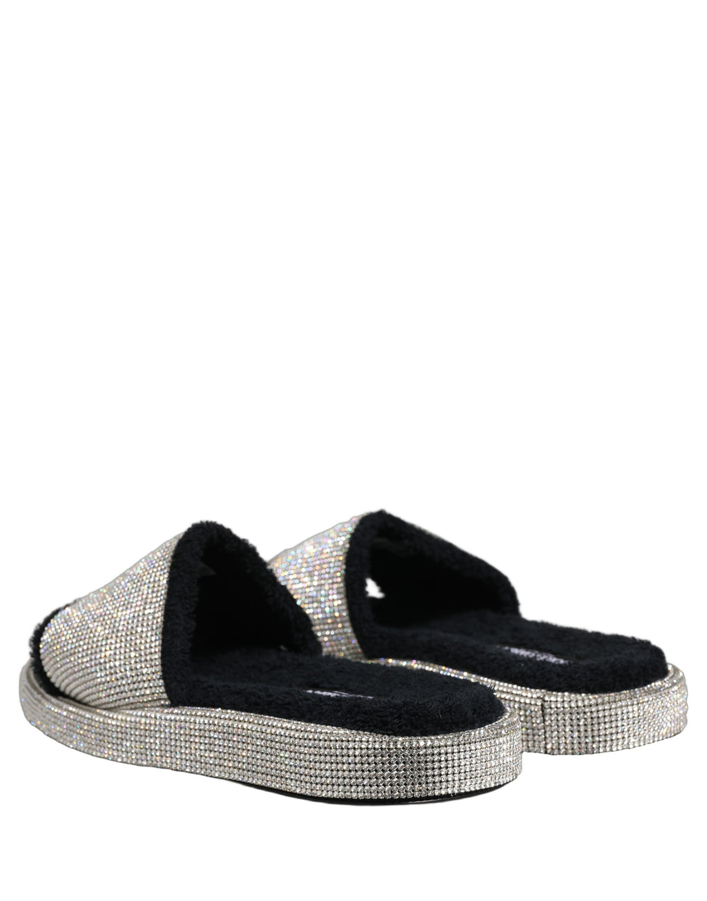 Dolce & Gabbana Black Crystal Embellished Platform Men Slides Shoes Dolce & Gabbana