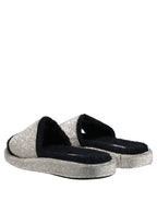 Dolce & Gabbana Black Crystal Embellished Platform Men Slides Shoes Dolce & Gabbana
