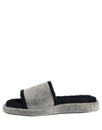Dolce & Gabbana Black Crystal Embellished Platform Men Slides Shoes Dolce & Gabbana