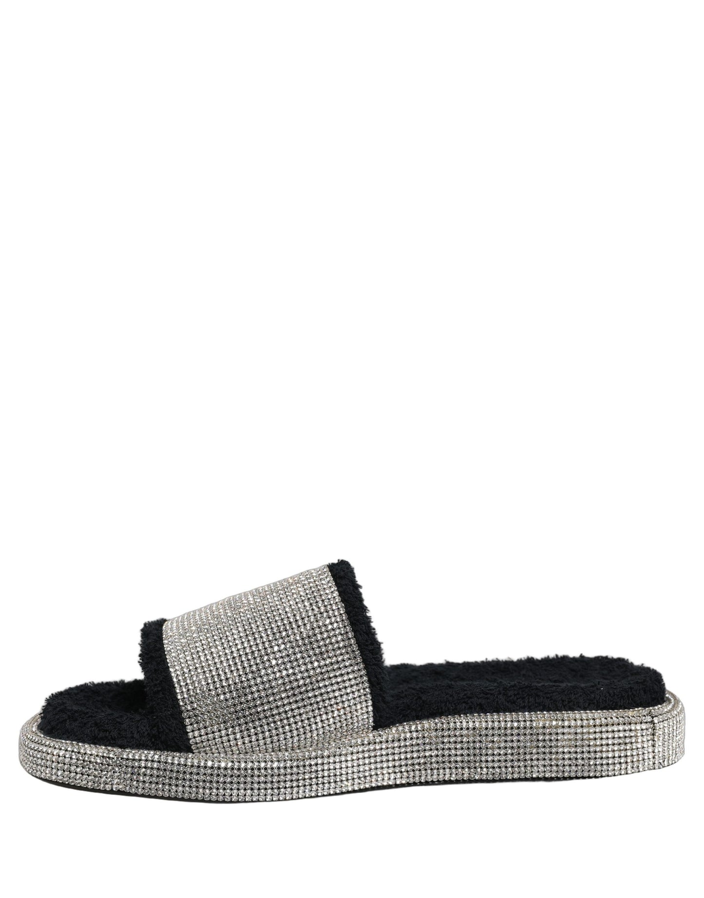 Dolce & Gabbana Black Crystal Embellished Platform Men Slides Shoes Dolce & Gabbana
