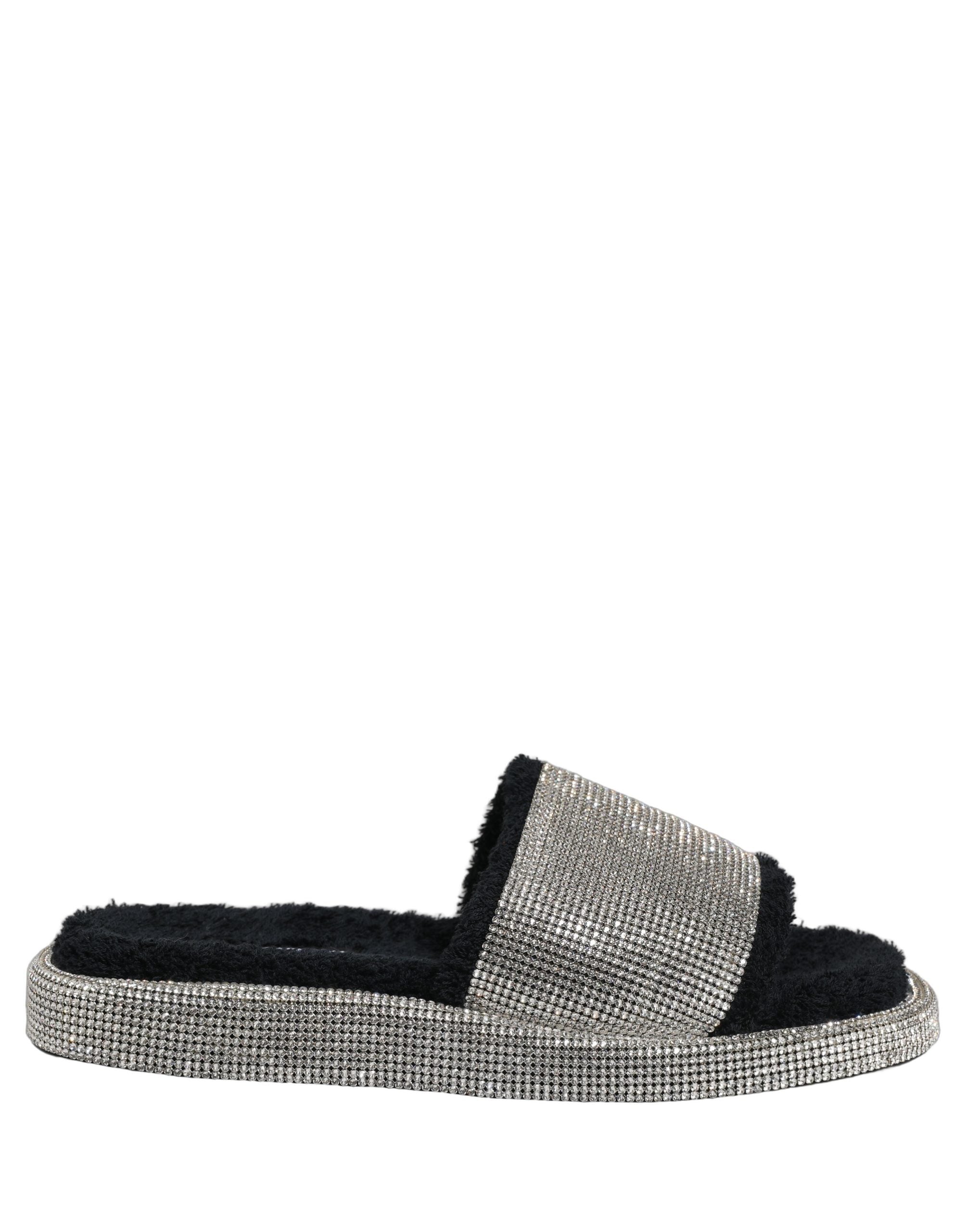 Dolce & Gabbana Black Crystal Embellished Platform Men Slides Shoes Dolce & Gabbana