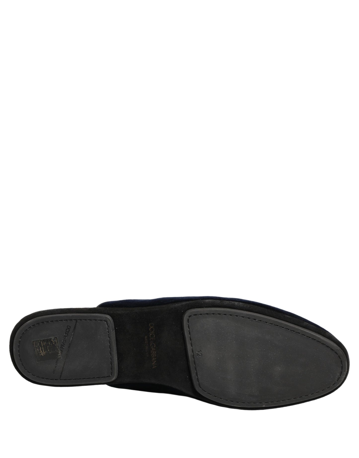 Dolce & Gabbana Dark Blue Suede Slides Flat Slipper Men Shoes Dolce & Gabbana