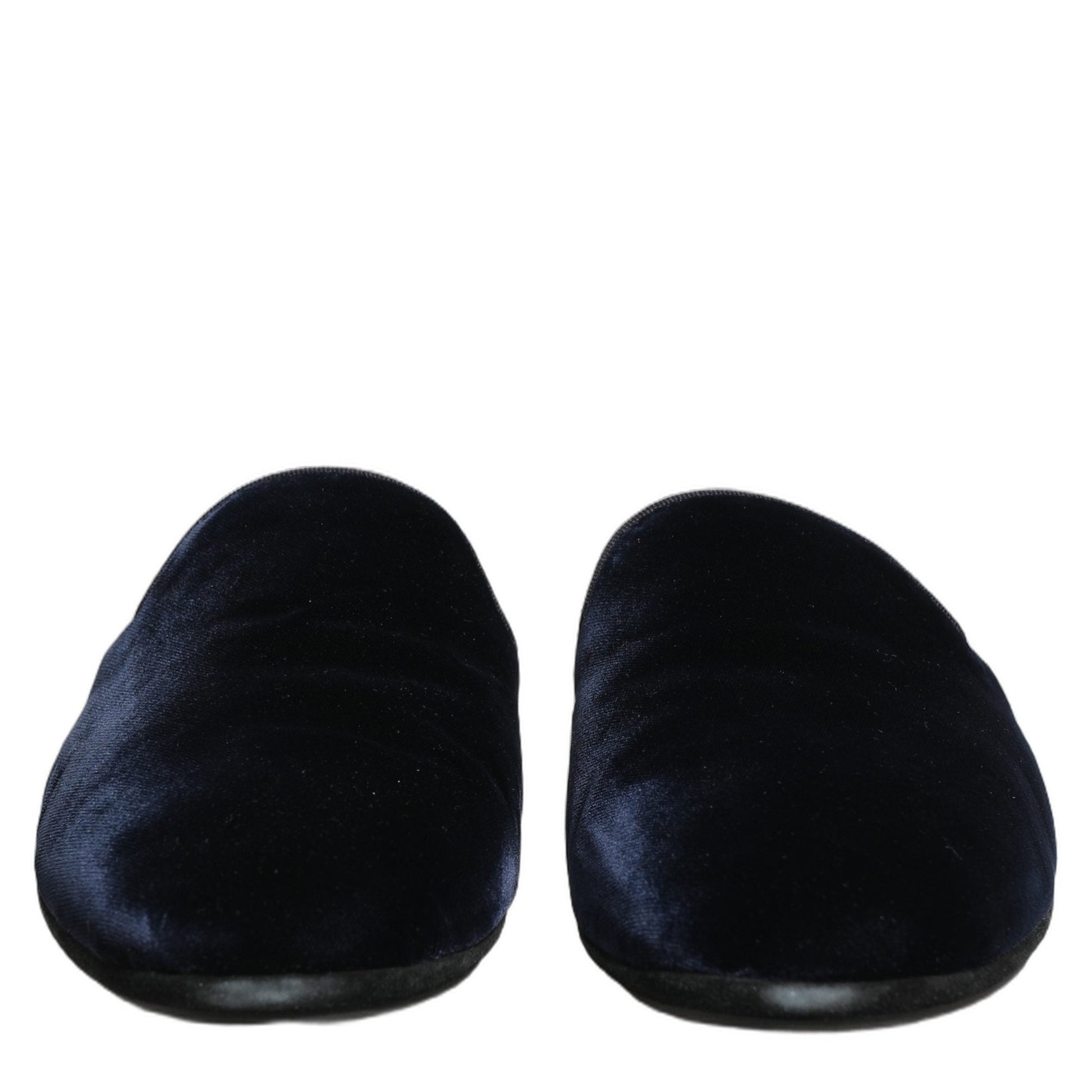 Dolce & Gabbana Dark Blue Suede Slides Flat Slipper Men Shoes Dolce & Gabbana