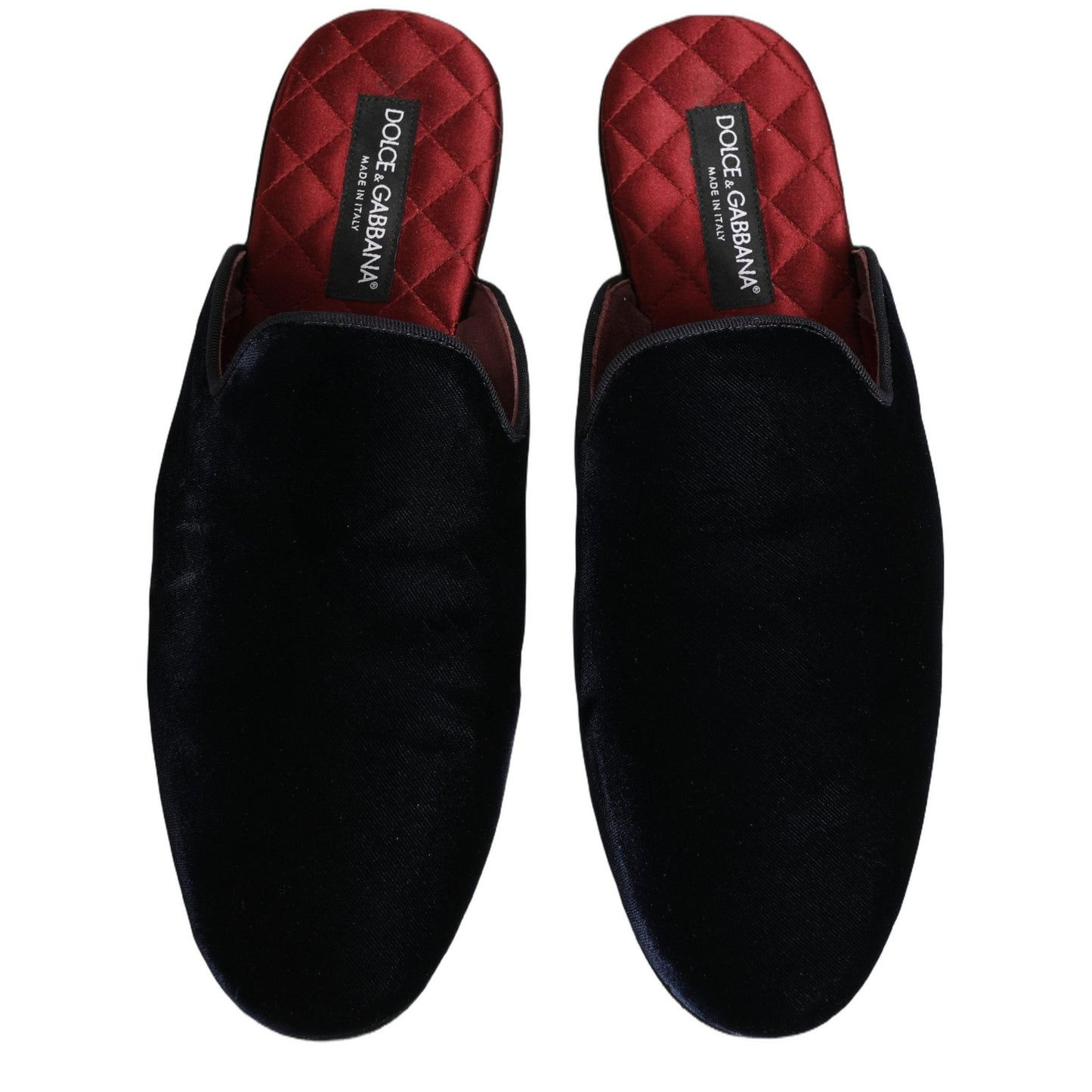 Dolce & Gabbana Dark Blue Suede Slides Flat Slipper Men Shoes Dolce & Gabbana