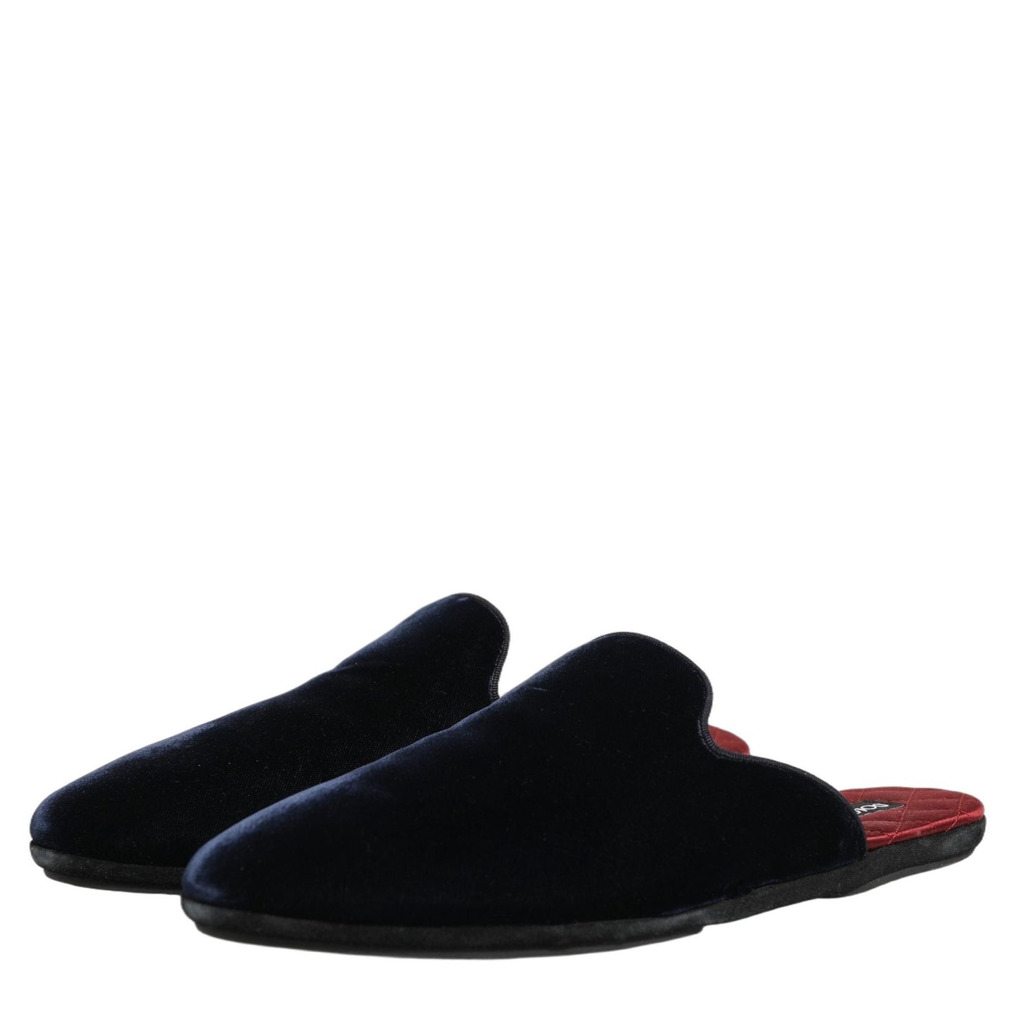 Dolce & Gabbana Dark Blue Suede Slides Flat Slipper Men Shoes Dolce & Gabbana