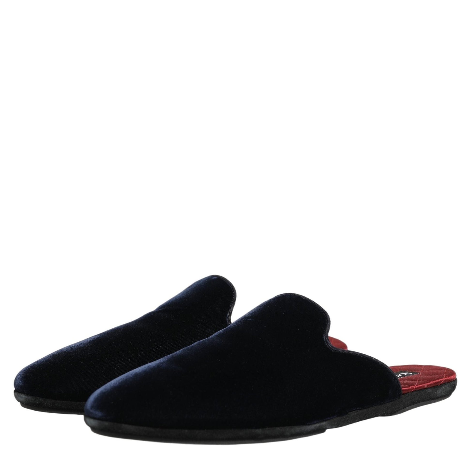 Dolce & Gabbana Dark Blue Suede Slides Flat Slipper Men Shoes Dolce & Gabbana