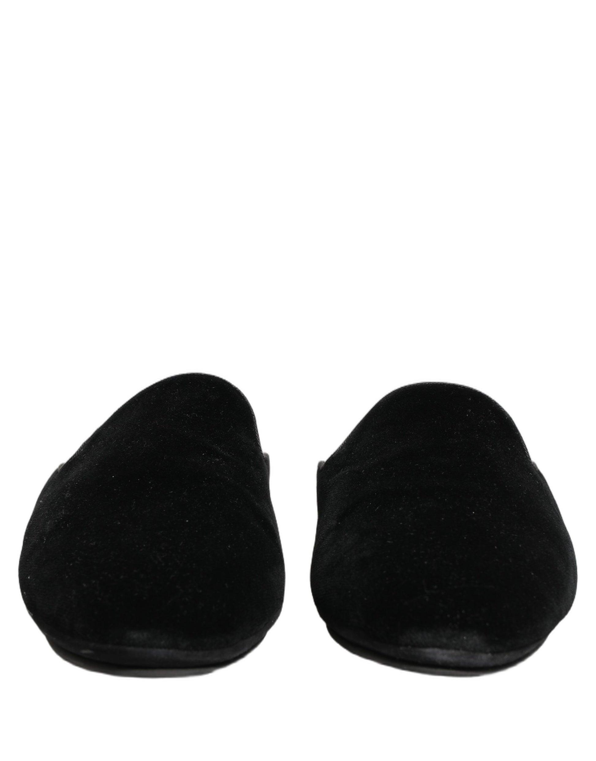 Dolce & Gabbana Black Suede Slides Flat Slipper Men Shoes Dolce & Gabbana