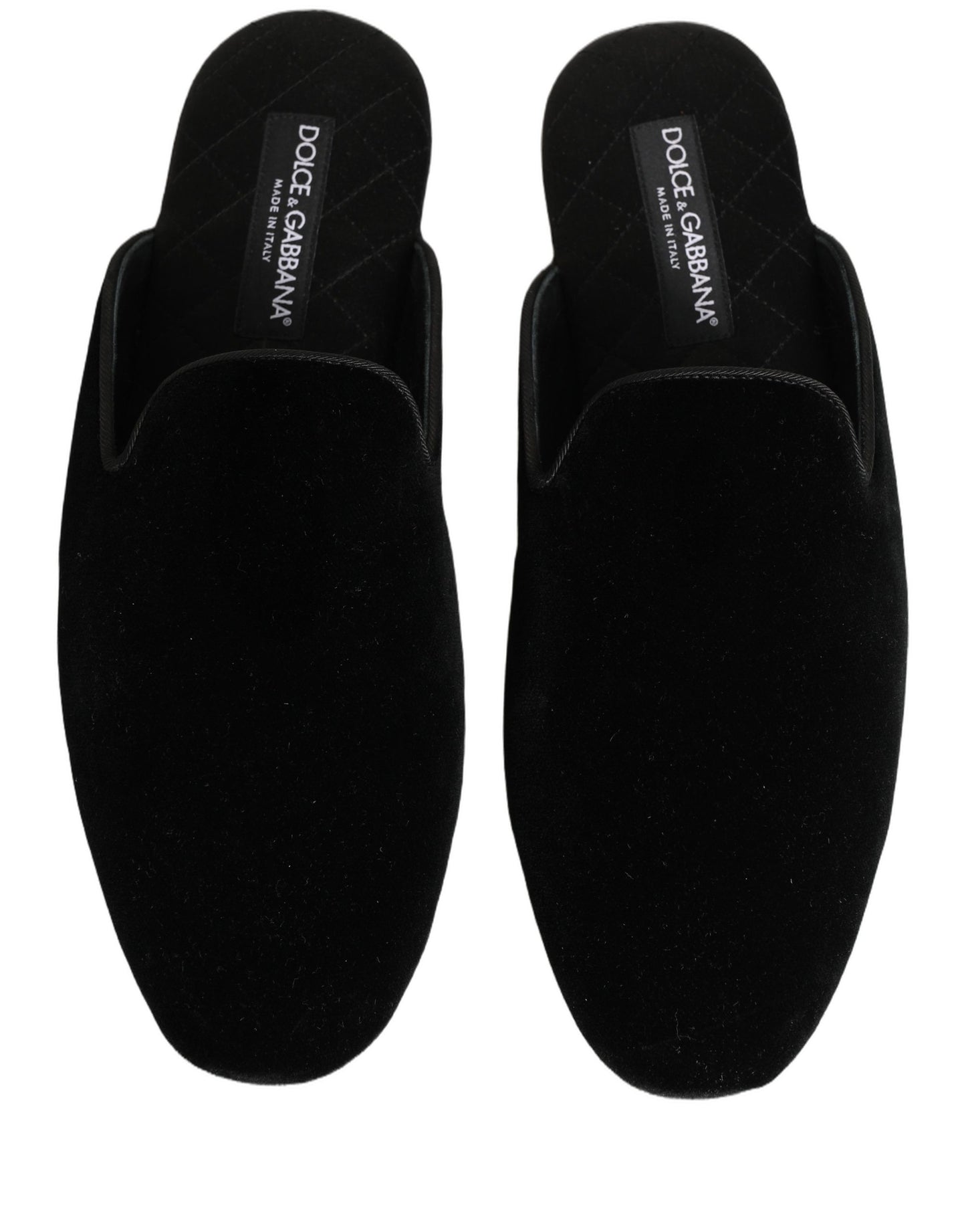 Dolce & Gabbana Black Suede Slides Flat Slipper Men Shoes Dolce & Gabbana
