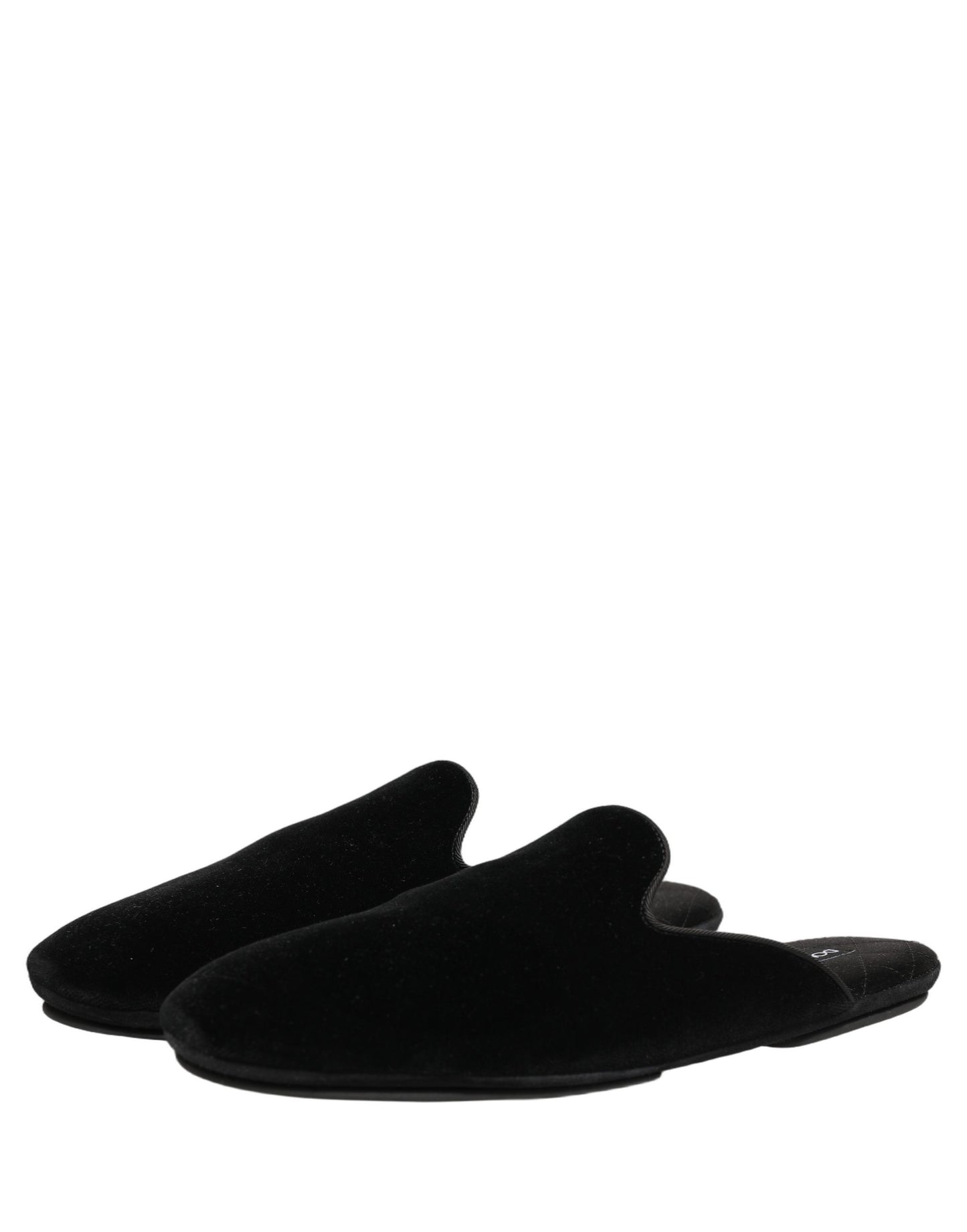 Dolce & Gabbana Black Suede Slides Flat Slipper Men Shoes Dolce & Gabbana