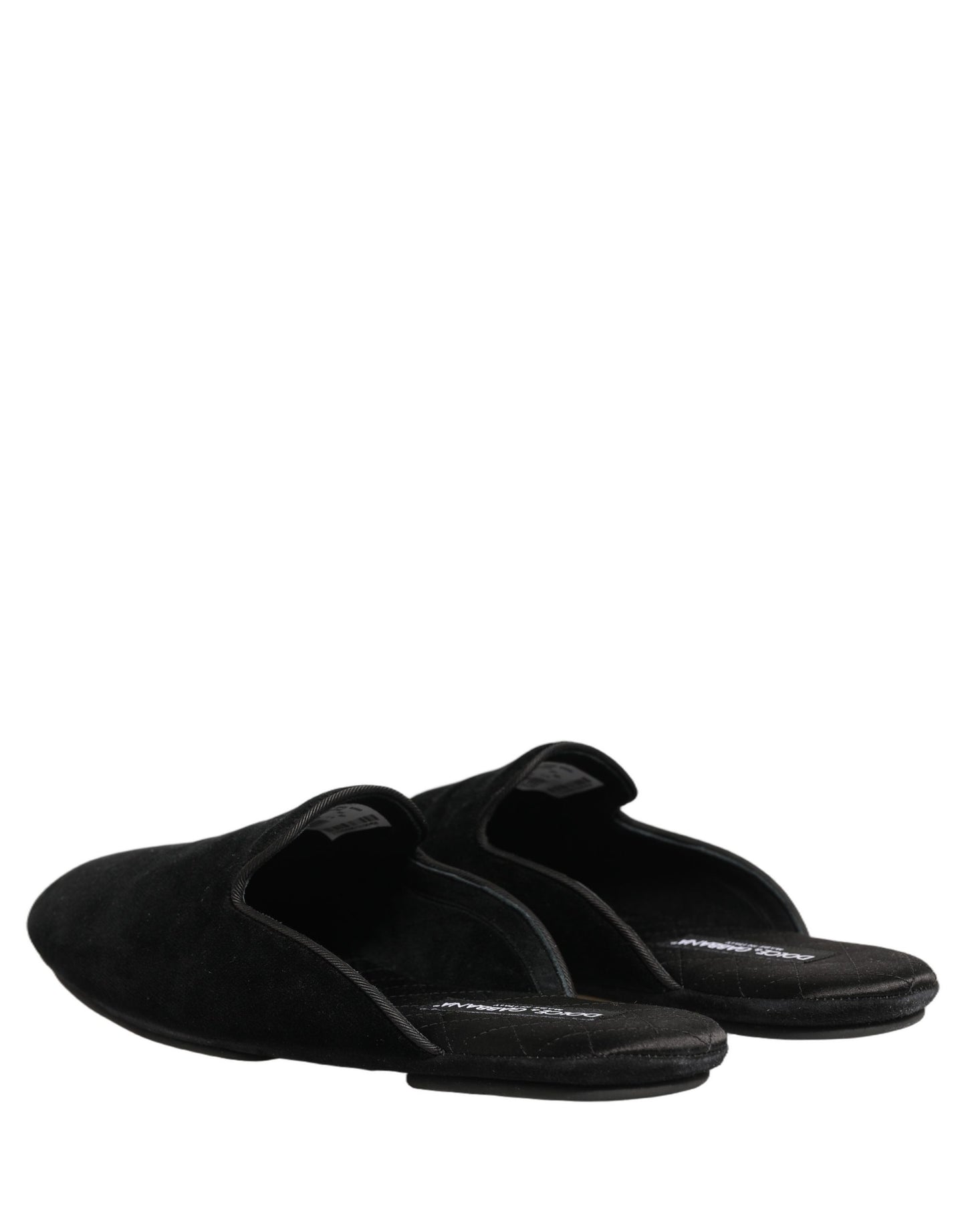 Dolce & Gabbana Black Suede Slides Flat Slipper Men Shoes Dolce & Gabbana