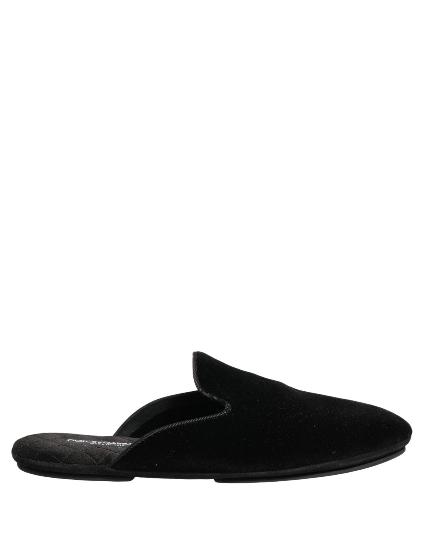 Dolce & Gabbana Black Suede Slides Flat Slipper Men Shoes Dolce & Gabbana