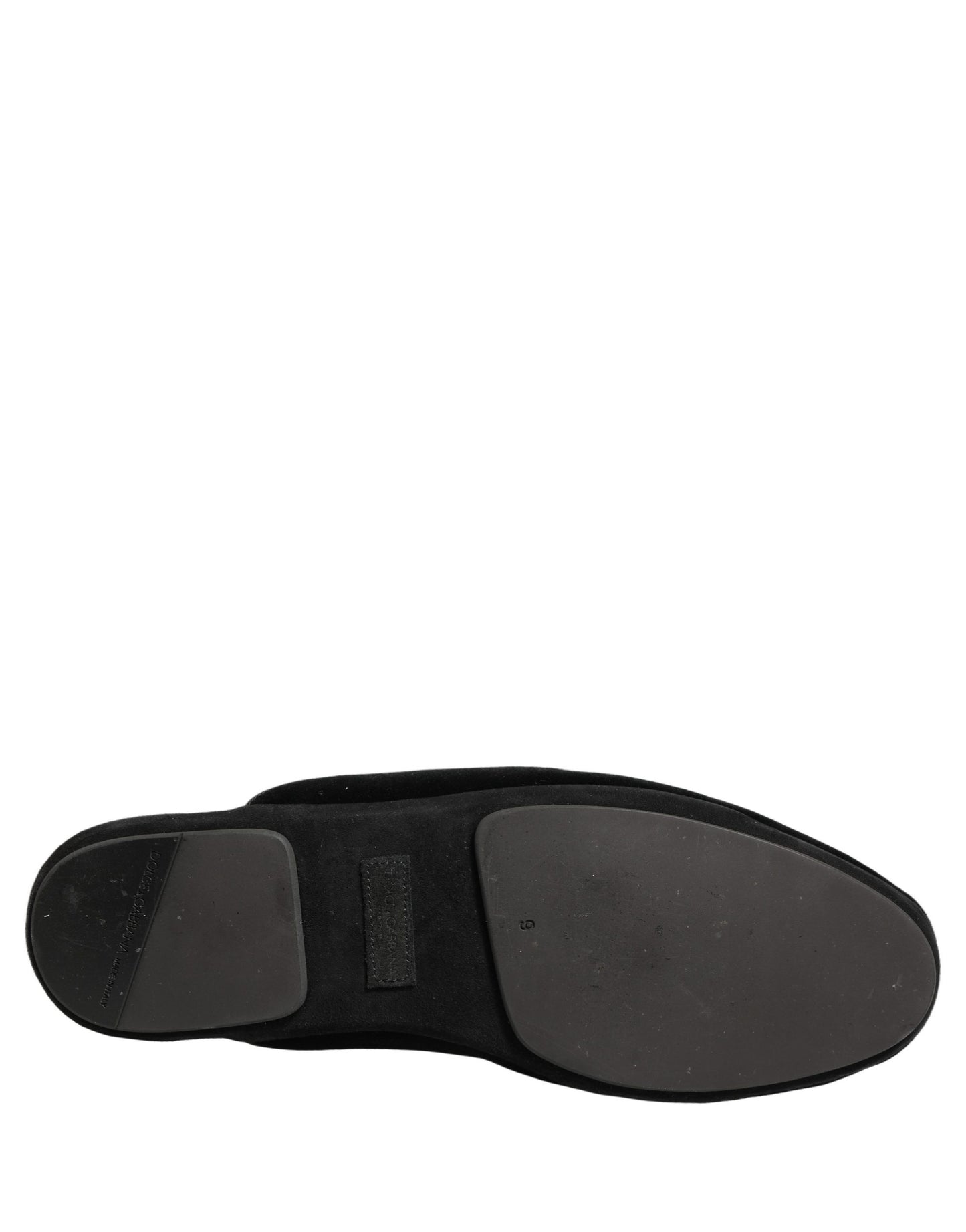 Dolce & Gabbana Black Suede Slides Flat Slipper Men Shoes Dolce & Gabbana