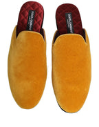 Dolce & Gabbana Yellow Suede Slides Flat Slipper Men Shoes Dolce & Gabbana