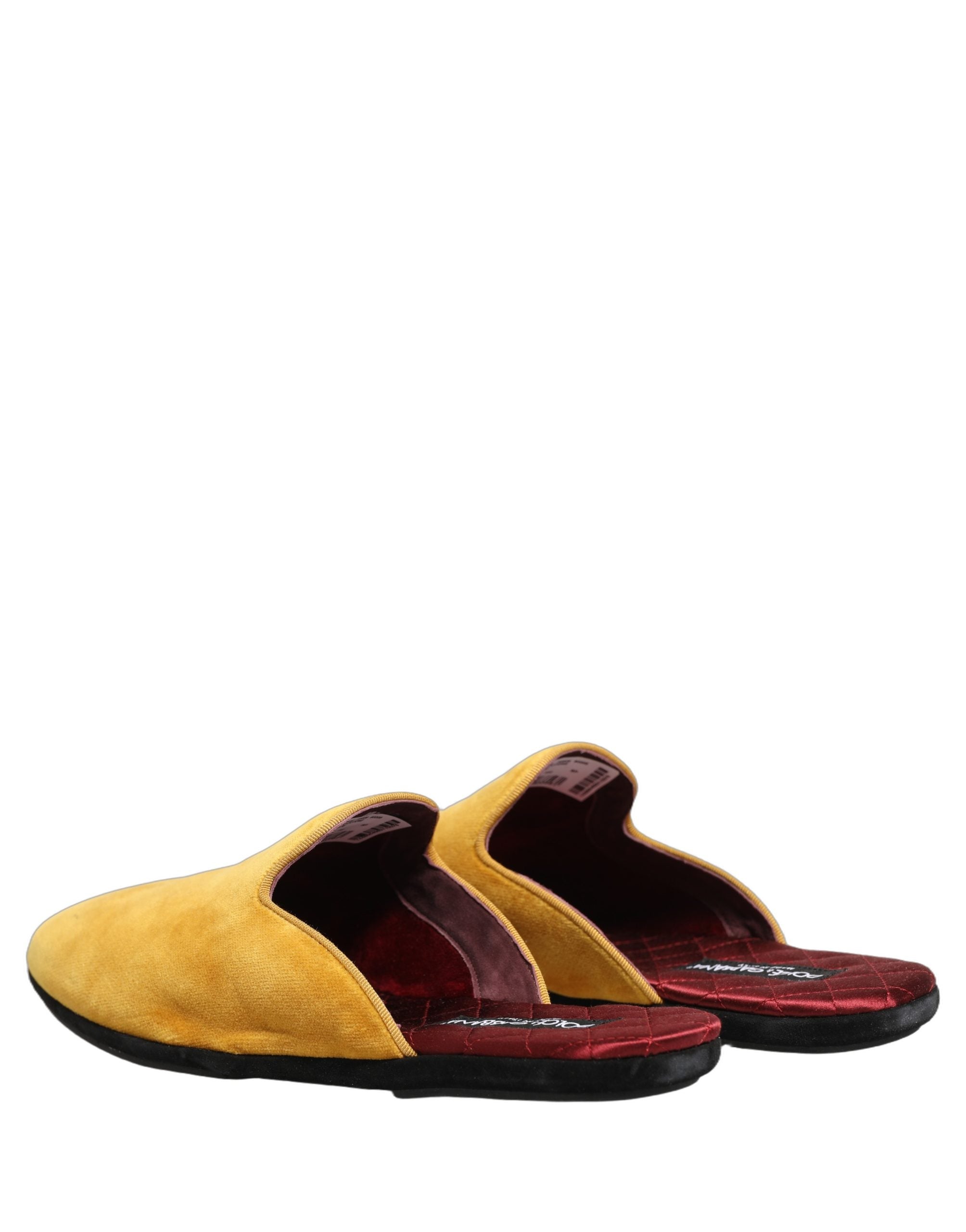 Dolce & Gabbana Yellow Suede Slides Flat Slipper Men Shoes Dolce & Gabbana