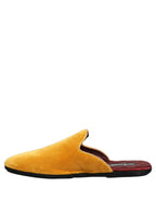 Dolce & Gabbana Yellow Suede Slides Flat Slipper Men Shoes Dolce & Gabbana
