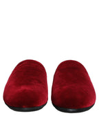 Dolce & Gabbana Red Suede Slides Flat Slipper Men Shoes Dolce & Gabbana