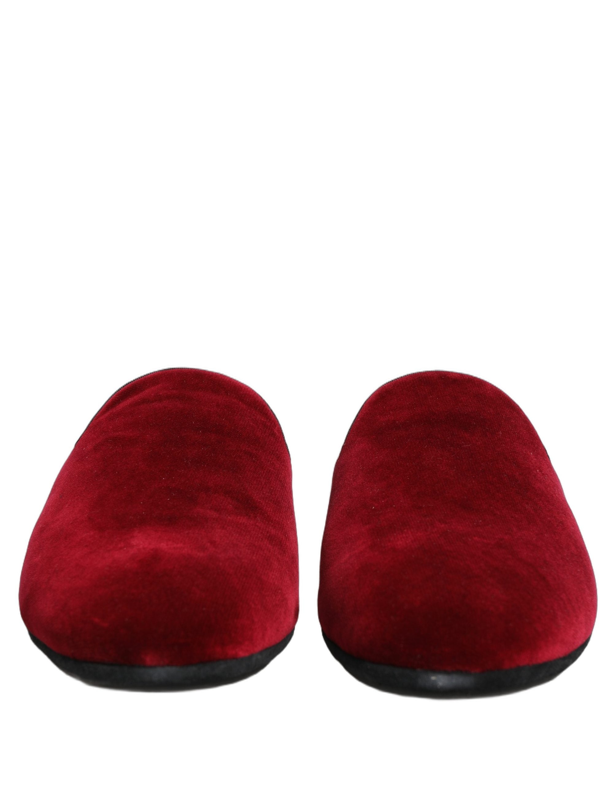 Dolce & Gabbana Red Suede Slides Flat Slipper Men Shoes Dolce & Gabbana