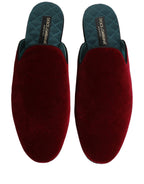 Dolce & Gabbana Red Suede Slides Flat Slipper Men Shoes Dolce & Gabbana