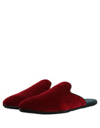 Dolce & Gabbana Red Suede Slides Flat Slipper Men Shoes Dolce & Gabbana