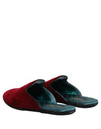 Dolce & Gabbana Red Suede Slides Flat Slipper Men Shoes Dolce & Gabbana