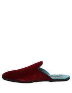 Dolce & Gabbana Red Suede Slides Flat Slipper Men Shoes Dolce & Gabbana