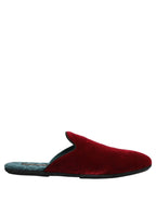Dolce & Gabbana Red Suede Slides Flat Slipper Men Shoes Dolce & Gabbana