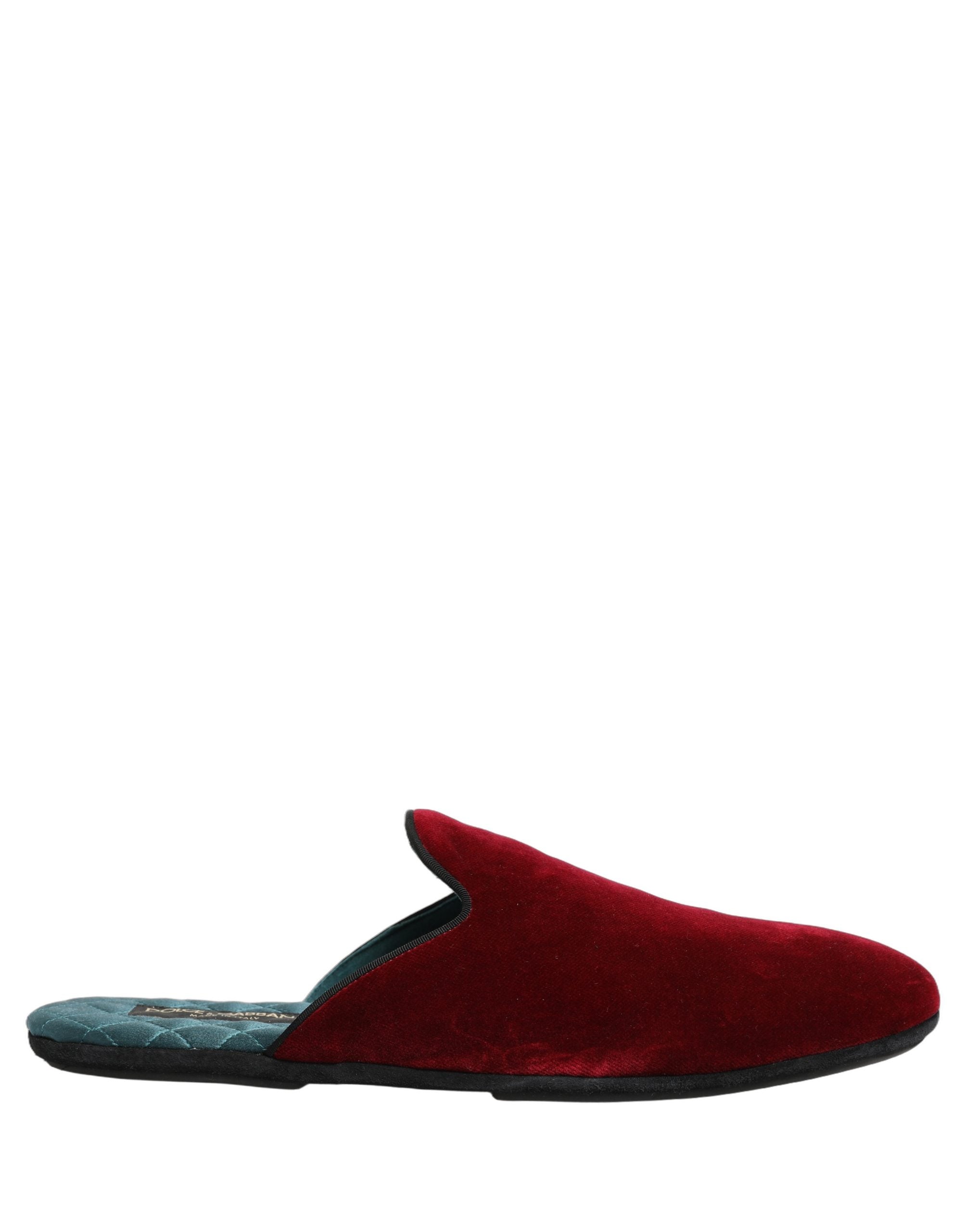 Dolce & Gabbana Red Suede Slides Flat Slipper Men Shoes Dolce & Gabbana