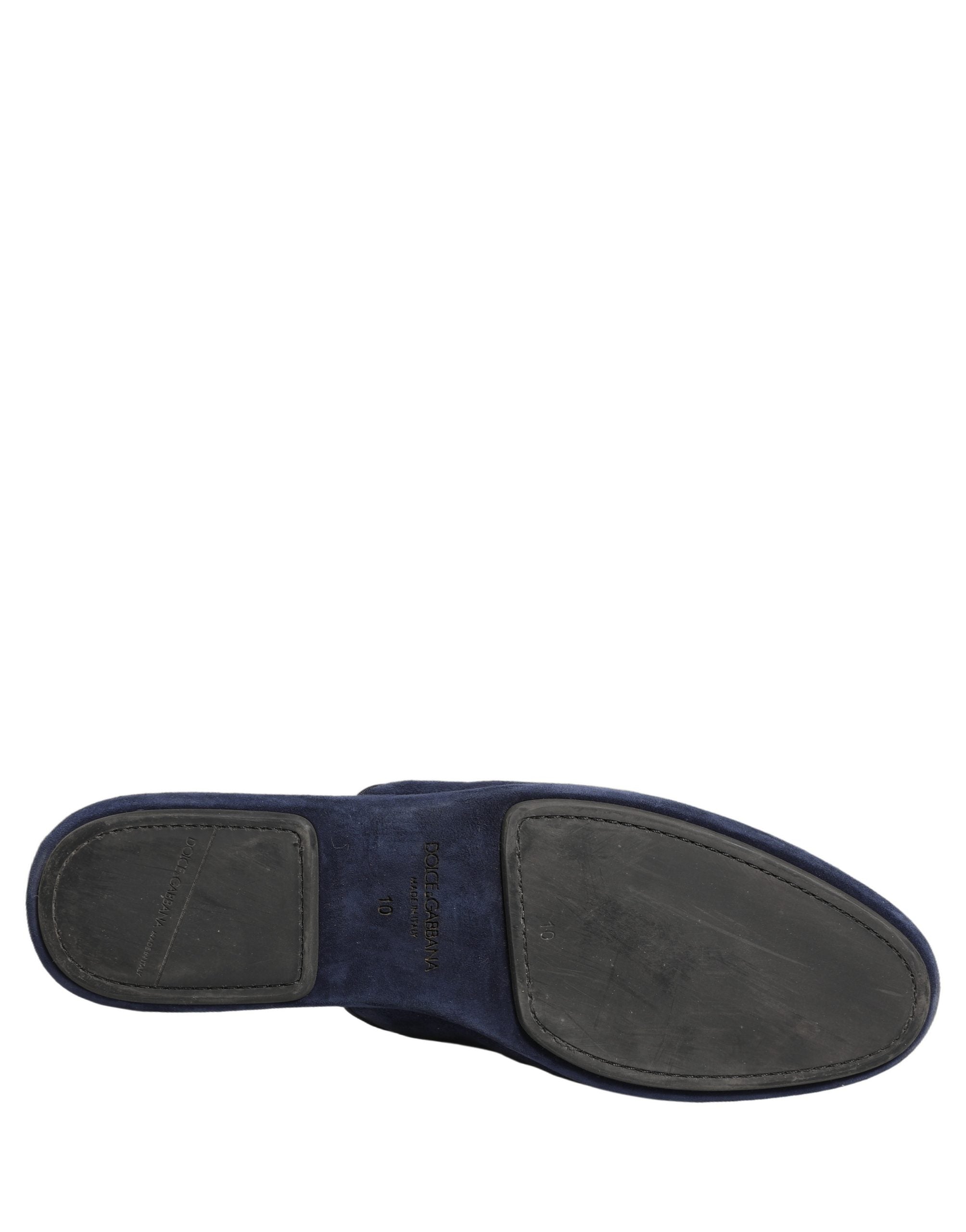 Dolce & Gabbana Blue Suede Slides Flat Slipper Men Shoes Dolce & Gabbana