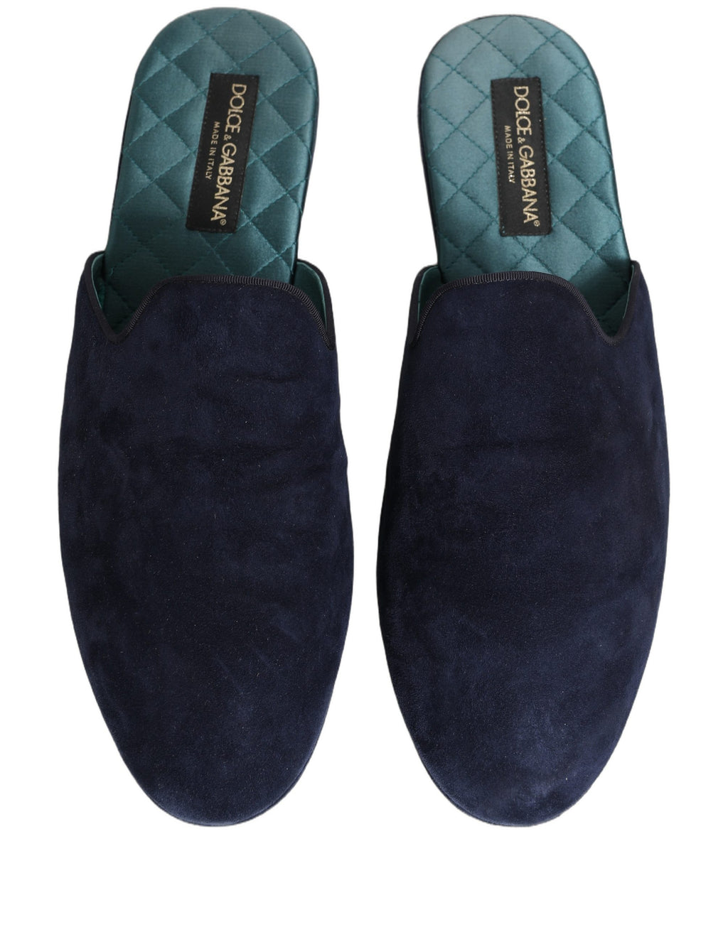 Dolce & Gabbana Blue Suede Slides Flat Slipper Men Shoes Dolce & Gabbana