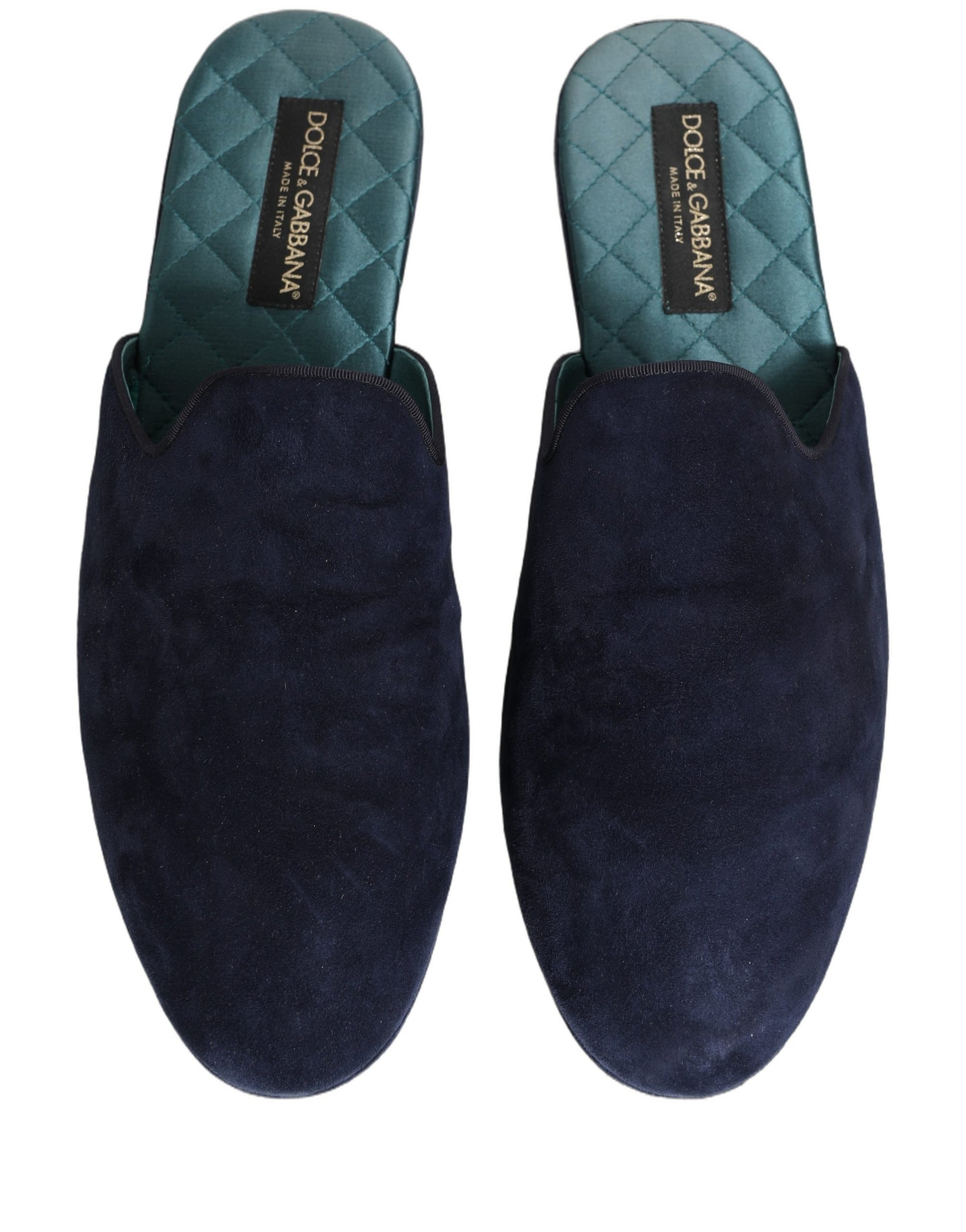 Dolce & Gabbana Blue Suede Slides Flat Slipper Men Shoes Dolce & Gabbana