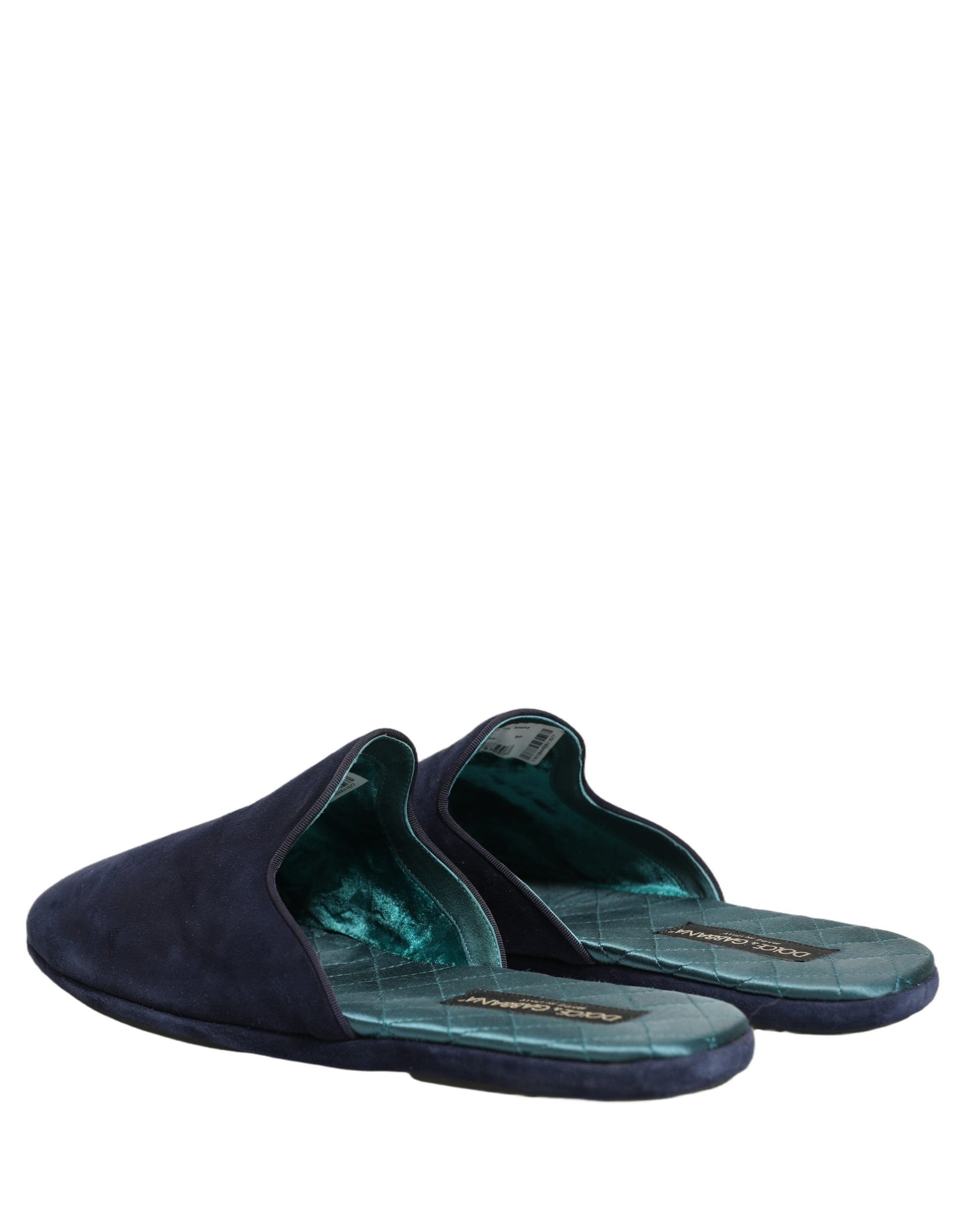 Dolce & Gabbana Blue Suede Slides Flat Slipper Men Shoes Dolce & Gabbana