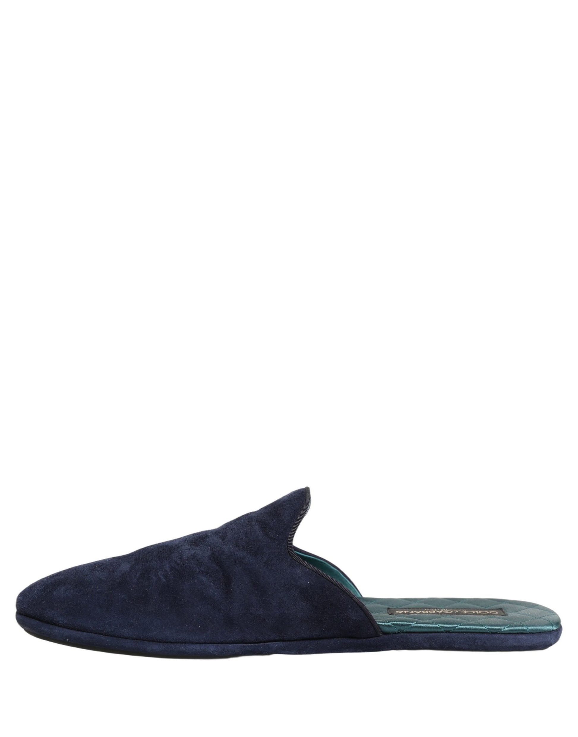 Dolce & Gabbana Blue Suede Slides Flat Slipper Men Shoes Dolce & Gabbana