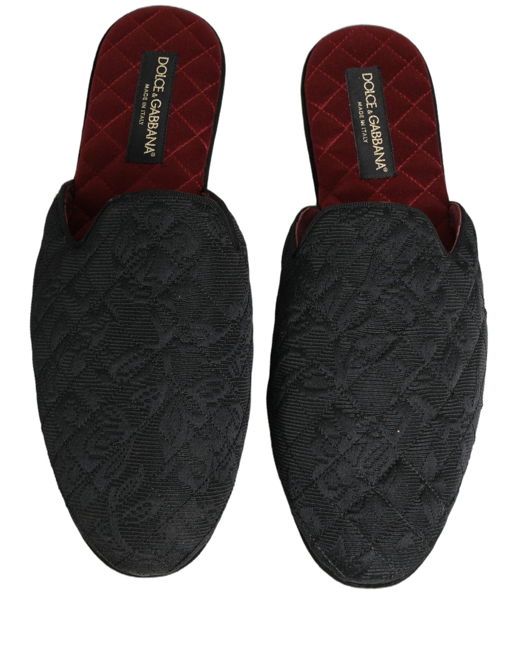 Dolce & Gabbana Black Floral Brocade Slides Slippers Shoes Dolce & Gabbana