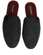 Dolce & Gabbana Black Floral Brocade Slides Slippers Shoes Dolce & Gabbana