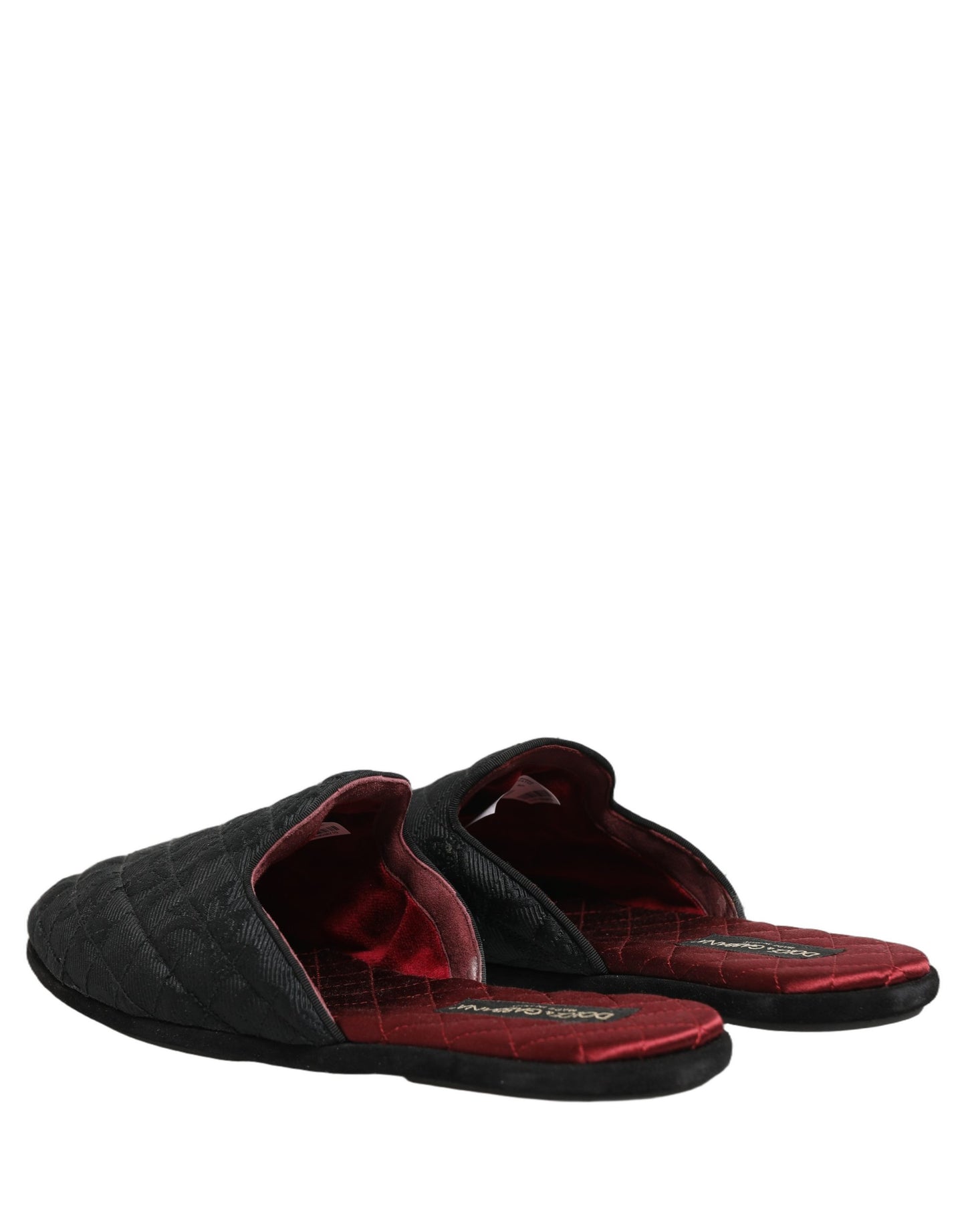 Dolce & Gabbana Black Floral Brocade Slides Slippers Shoes Dolce & Gabbana