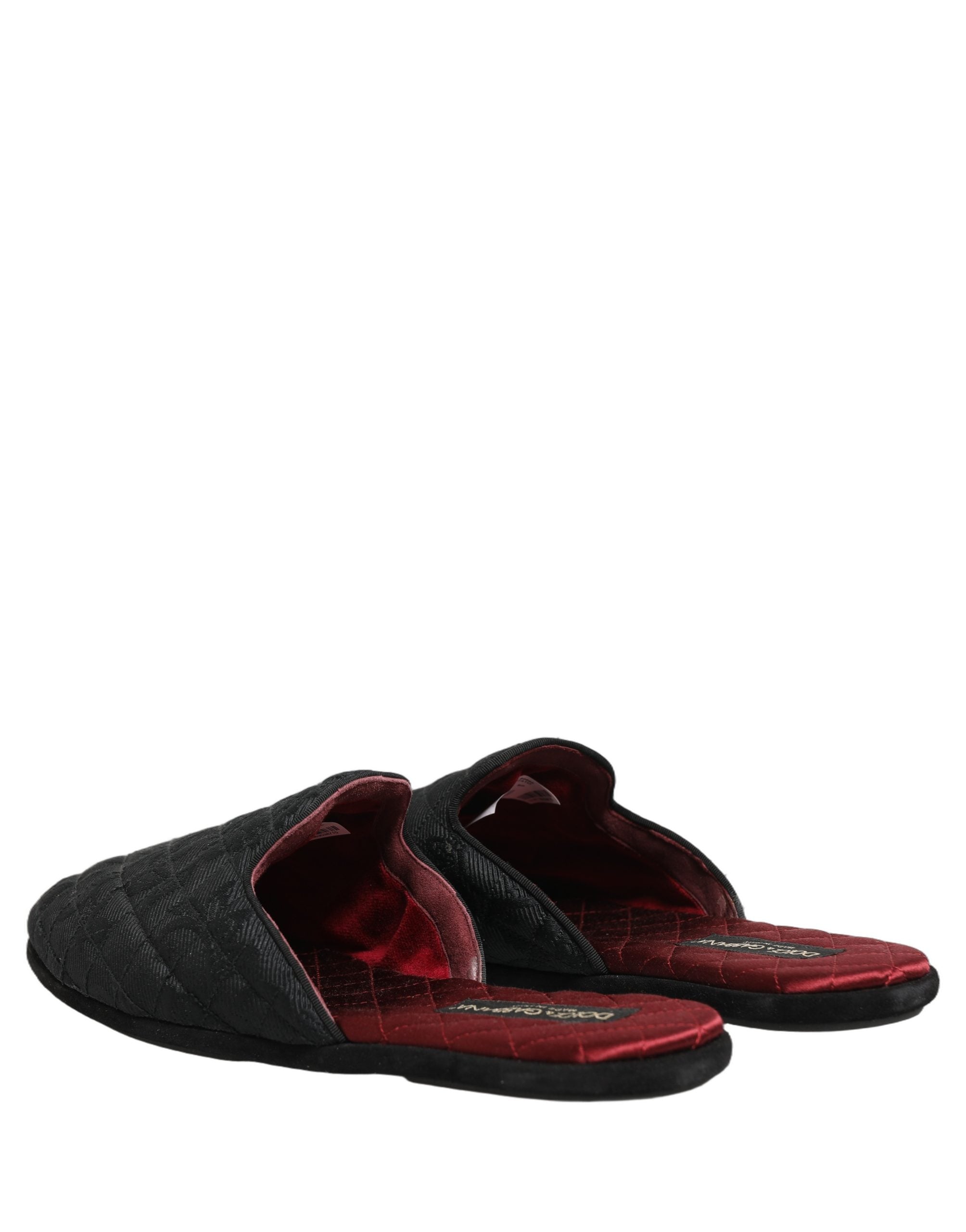 Dolce & Gabbana Black Floral Brocade Slides Slippers Shoes Dolce & Gabbana