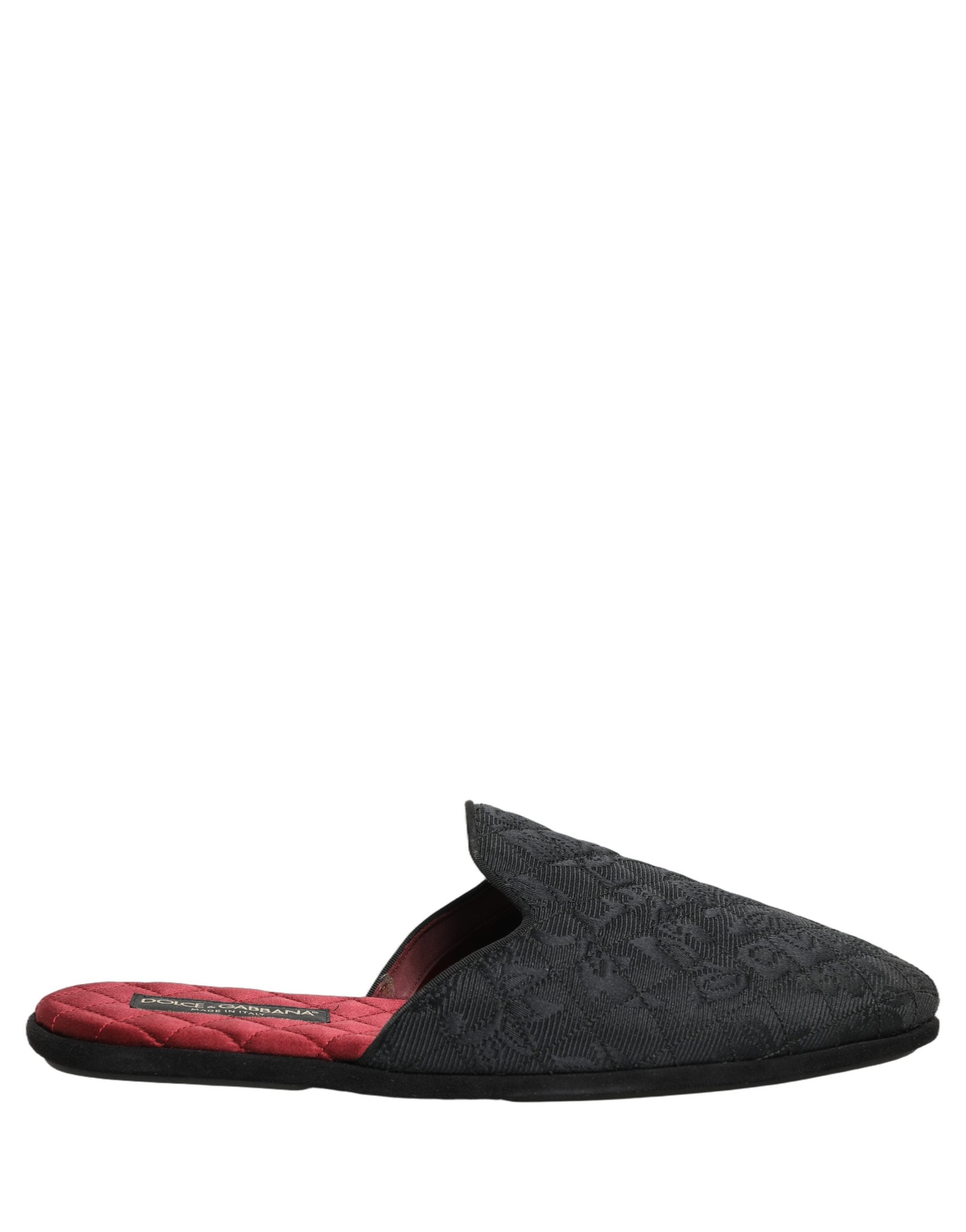 Dolce & Gabbana Black Floral Brocade Slides Slippers Shoes Dolce & Gabbana