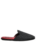 Dolce & Gabbana Black Floral Brocade Slides Slippers Shoes Dolce & Gabbana