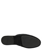 Dolce & Gabbana Black Floral Brocade Slides Slippers Shoes Dolce & Gabbana