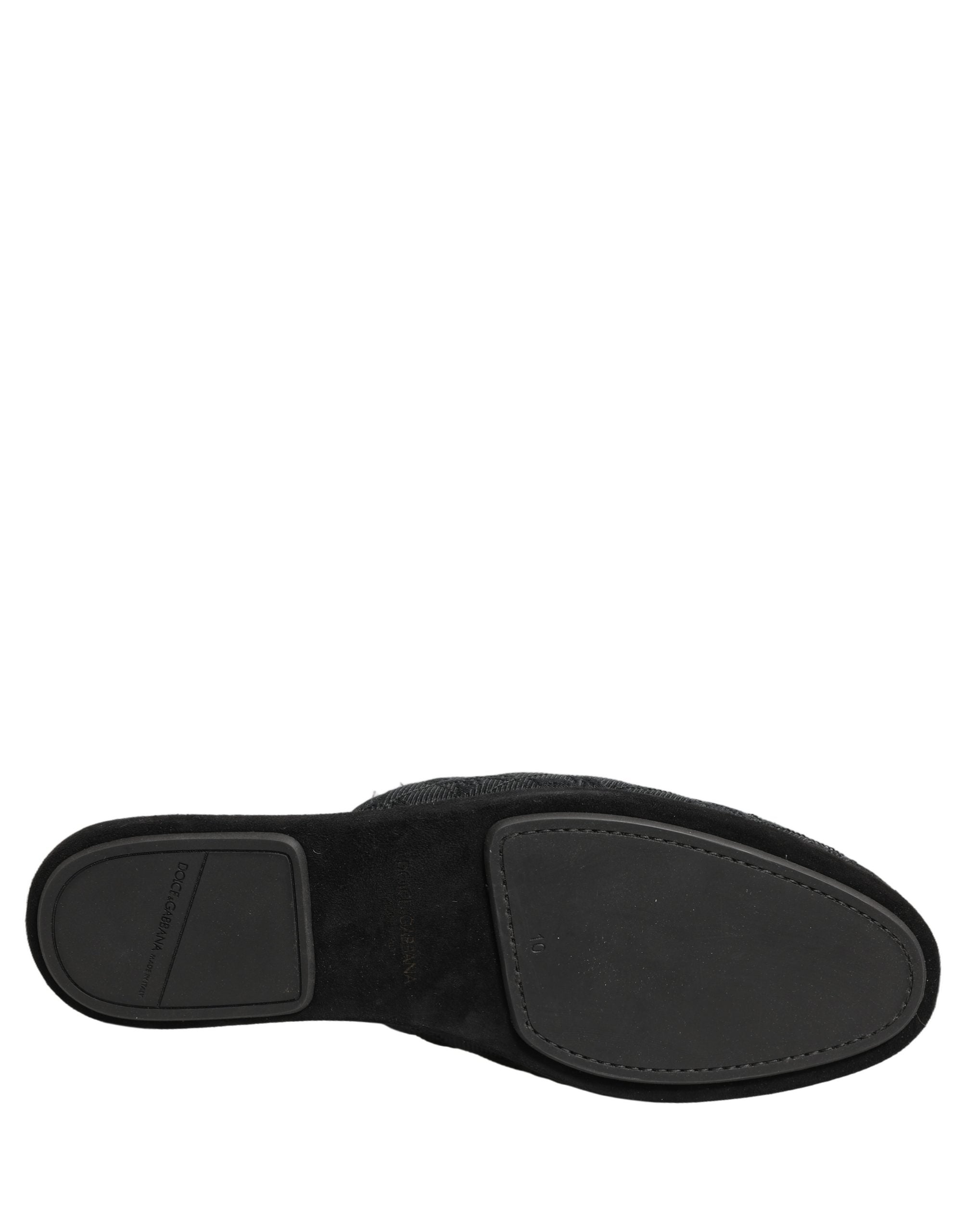 Dolce & Gabbana Black Floral Brocade Slides Slippers Shoes Dolce & Gabbana